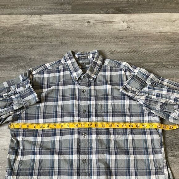 Eddie Bauer Plaid Button Down Classic Fit Grey Blue Teal - Picture 8 of 8